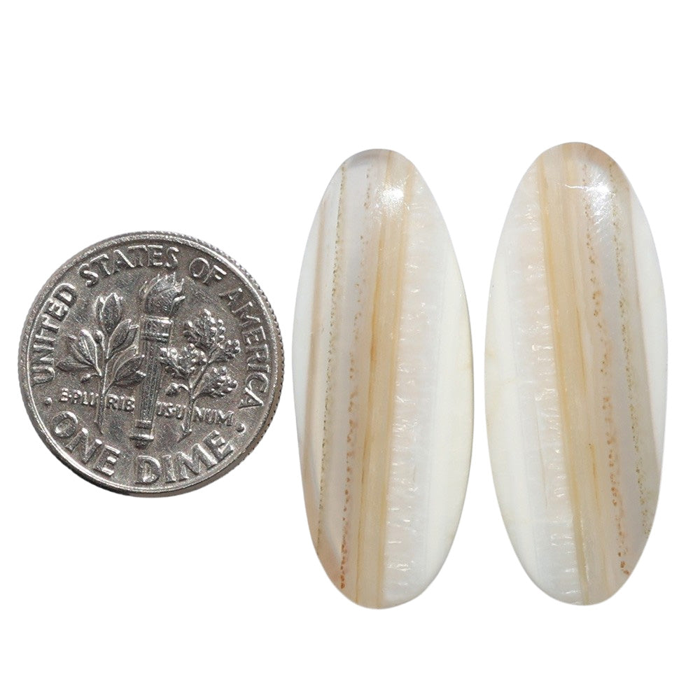 Banded Onyx Pair 11.9x30.5x4.3 mm Oval Shape Polished Gemstone LS143-07670