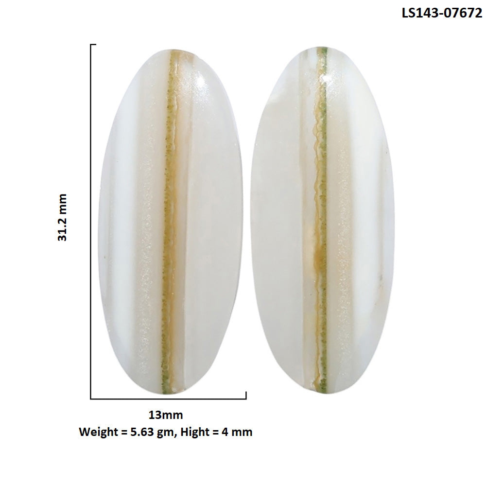 Banded Onyx Pair 13x31.2x4 mm Oval Shape Polished Gemstone LS143-07672