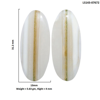 Banded Onyx Pair 13x31.2x4 mm Oval Shape Polished Gemstone LS143-07672