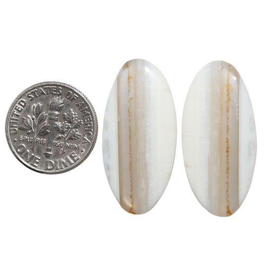 Banded Onyx Pair 14.1x29.5x4.3 mm Oval Shape Polished Gemstone LS143-07673