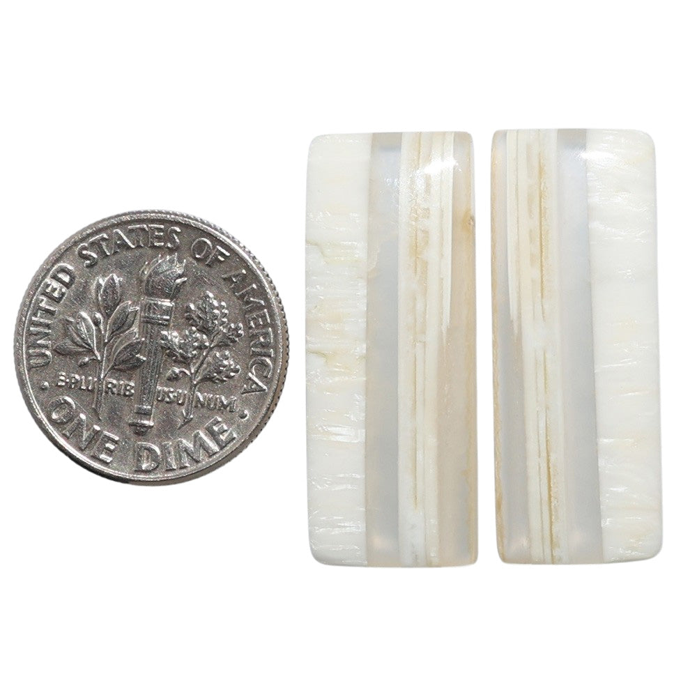 Banded Onyx Pair 10.7x27.75x4.5 mm Baguette Shape Polished Gemstone LS143-07677