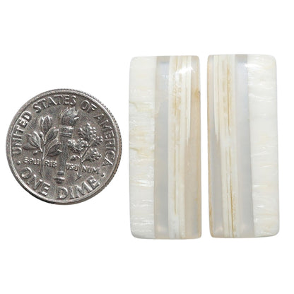 Banded Onyx Pair 10.7x27.75x4.5 mm Baguette Shape Polished Gemstone LS143-07677