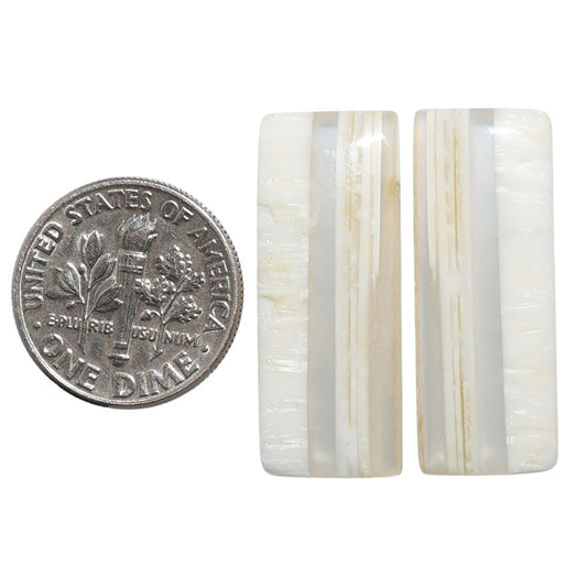 Banded Onyx Pair 10.7x27.75x4.5 mm Baguette Shape Polished Gemstone LS143-07677