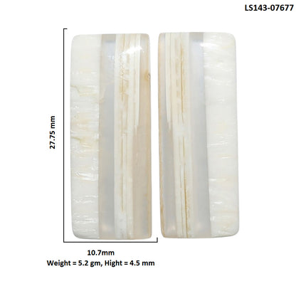 Banded Onyx Pair 10.7x27.75x4.5 mm Baguette Shape Polished Gemstone LS143-07677