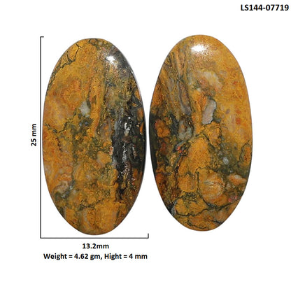 Eclipse Pair 13.2x25x4 mm Oval Shape Polished Gemstone LS144-07719