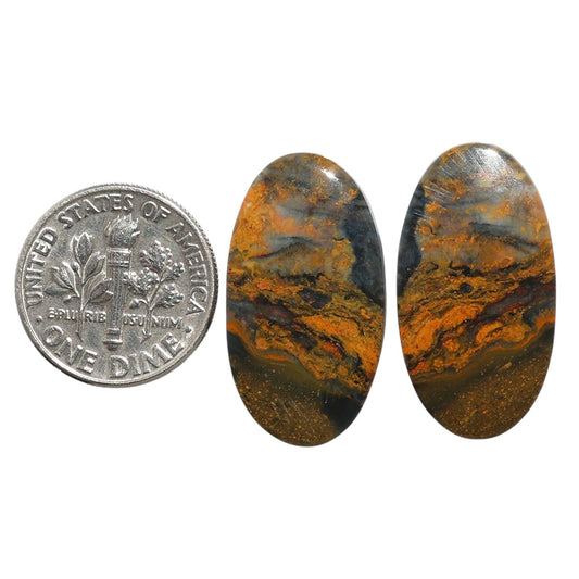 Eclipse Pair 14x25.6x4 mm Oval Shape Polished Gemstone LS144-07727