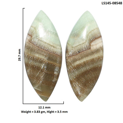 Saturn Chalcedony Pair 12.1x28.7x3.5 mm Marquise Shape Polished Gemstone LS145-08548