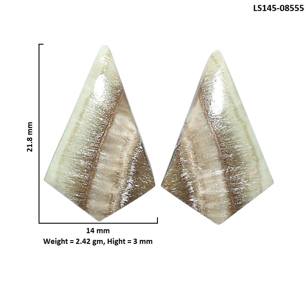 Saturn Chalcedony Pair 14x21.8x3 mm Fancy Shape Polished Gemstone LS145-08555