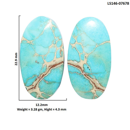 Sea Sediment Jasper Pair 12.2x22.9x4.3 mm Oval Shape Polished Gemstone LS146-07678
