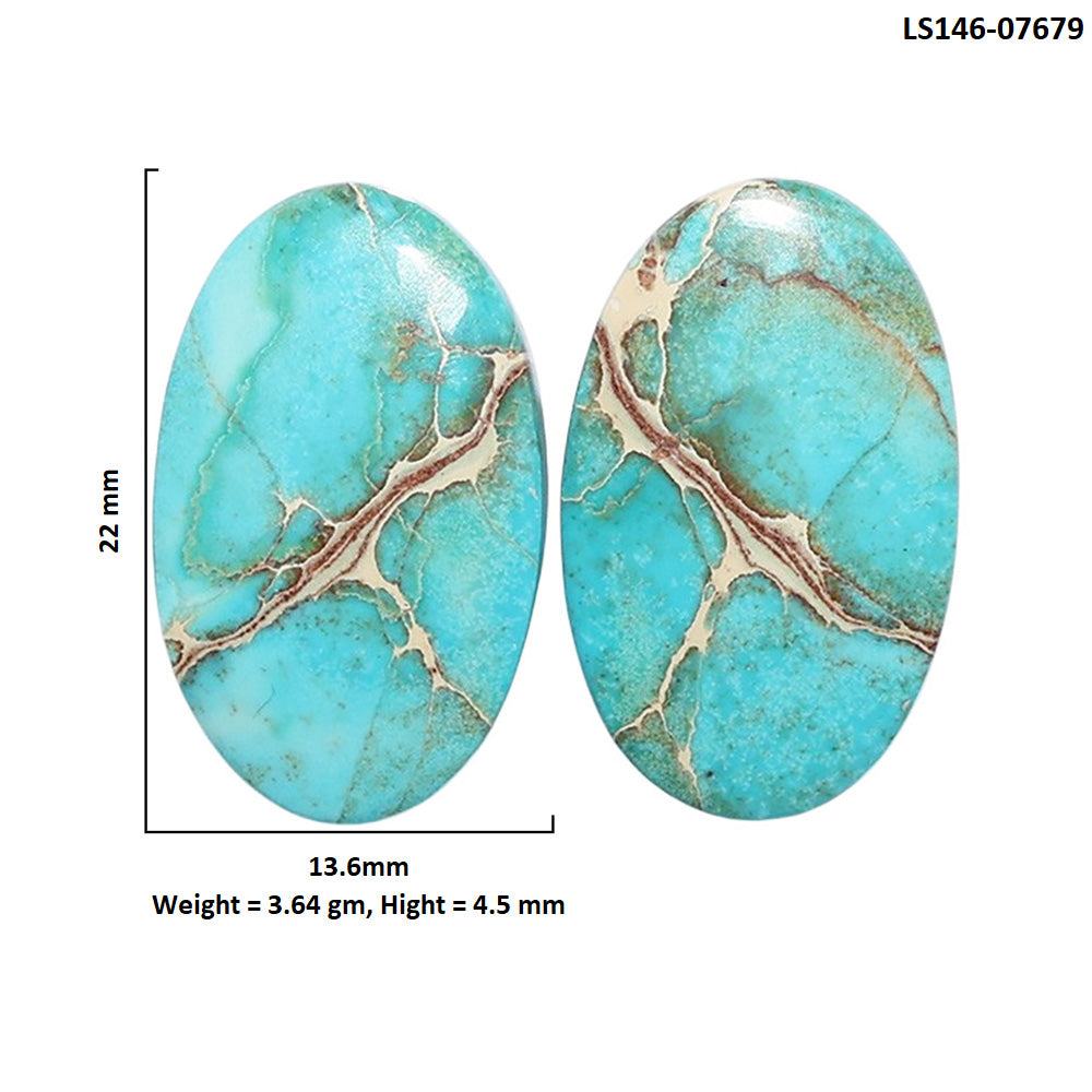 Sea Sediment Jasper Pair 13.6x22x4.5 mm Oval Shape Polished Gemstone LS146-07679