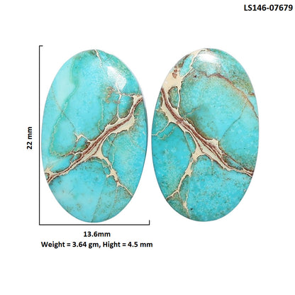 Sea Sediment Jasper Pair 13.6x22x4.5 mm Oval Shape Polished Gemstone LS146-07679