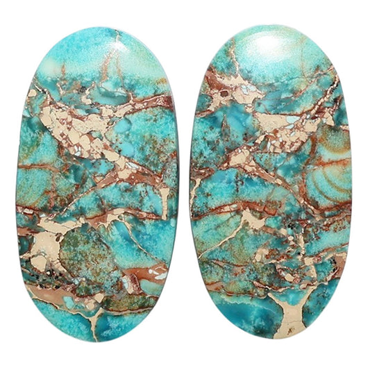 Sea Sediment Jasper Pair 14.5x27.65x4.8 mm Oval Shape Polished Gemstone LS146-07685