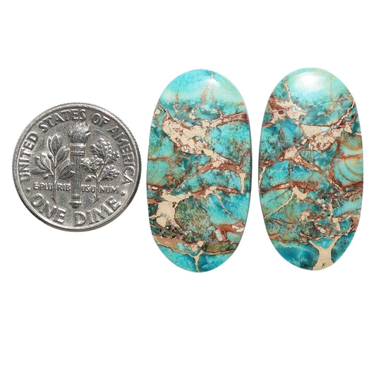 Sea Sediment Jasper Pair 14.5x27.65x4.8 mm Oval Shape Polished Gemstone LS146-07685