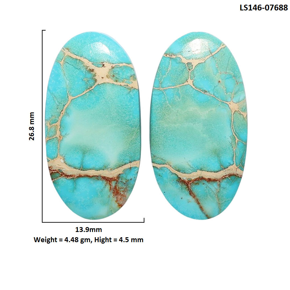 Sea Sediment Jasper Pair 13.9x26.8x4.5 mm Oval Shape Polished Gemstone LS146-07688