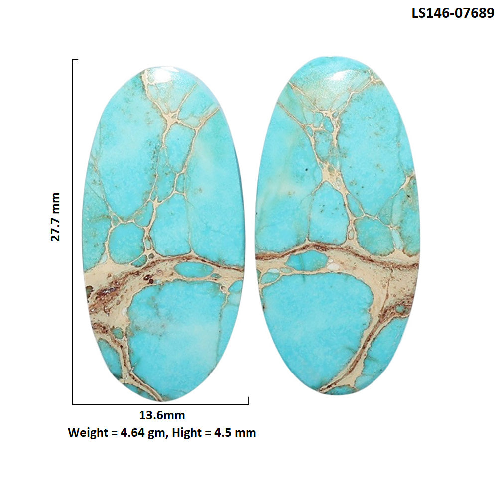 Sea Sediment Jasper Pair 13.6x27.7x4.5 mm Oval Shape Polished Gemstone LS146-07689