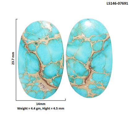 Sea Sediment Jasper Pair 14x23.7x4.5 mm Oval Shape Polished Gemstone LS146-07691
