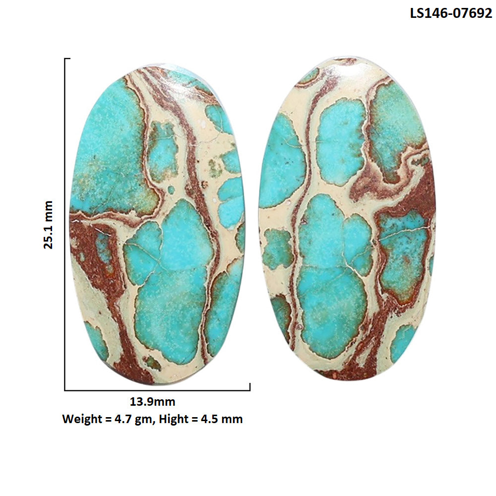 Sea Sediment Jasper Pair 13.9x25.1x4.5 mm Oval Shape Polished Gemstone LS146-07692