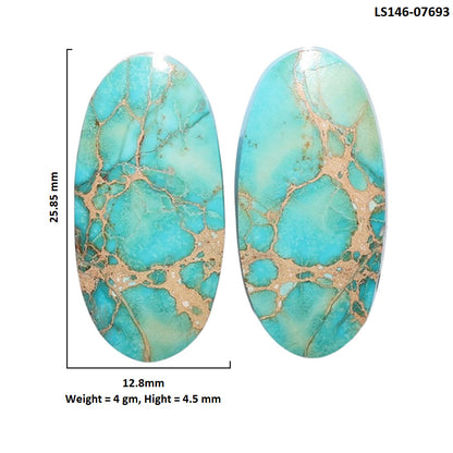 Sea Sediment Jasper Pair 12.8x25.85x4.5 mm Oval Shape Polished Gemstone LS146-07693