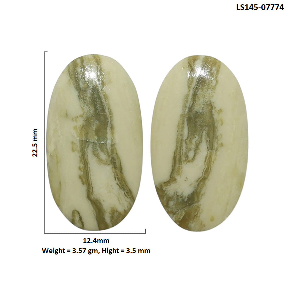 Serpentine Pair 12.4x22.5x3.5 mm Oval Shape Polished Gemstone LS148-07774