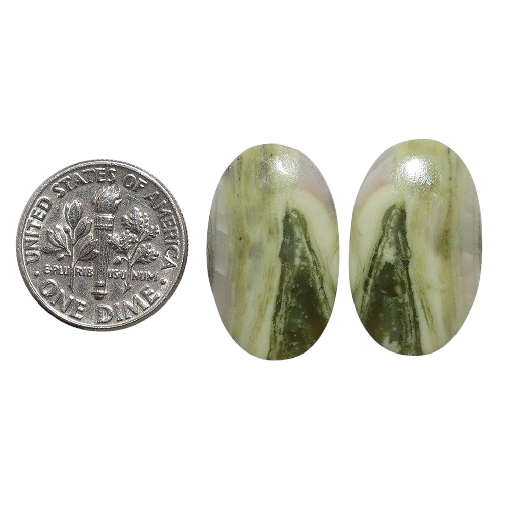 Serpentine Pair 13.7x22.2x3.5 mm Oval Shape Polished Gemstone LS148-07777