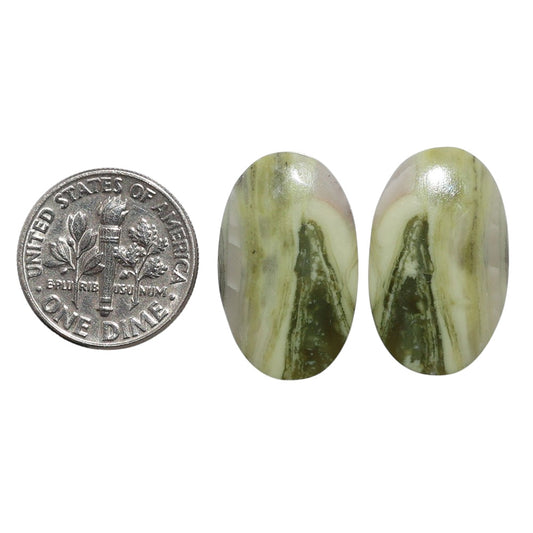 Serpentine Pair 13.7x22.2x3.5 mm Oval Shape Polished Gemstone LS148-07777