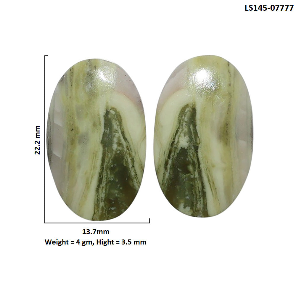 Serpentine Pair 13.7x22.2x3.5 mm Oval Shape Polished Gemstone LS148-07777