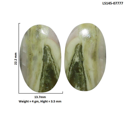 Serpentine Pair 13.7x22.2x3.5 mm Oval Shape Polished Gemstone LS148-07777