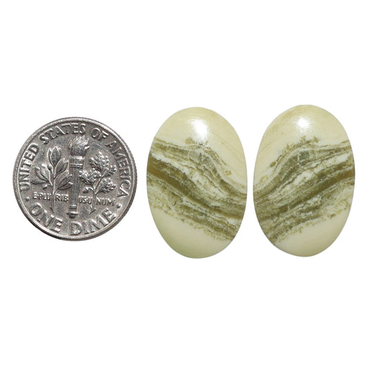 Serpentine Pair 14.5x21.7x3 mm Oval Shape Polished Gemstone LS148-07778