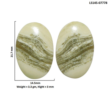 Serpentine Pair 14.5x21.7x3 mm Oval Shape Polished Gemstone LS148-07778