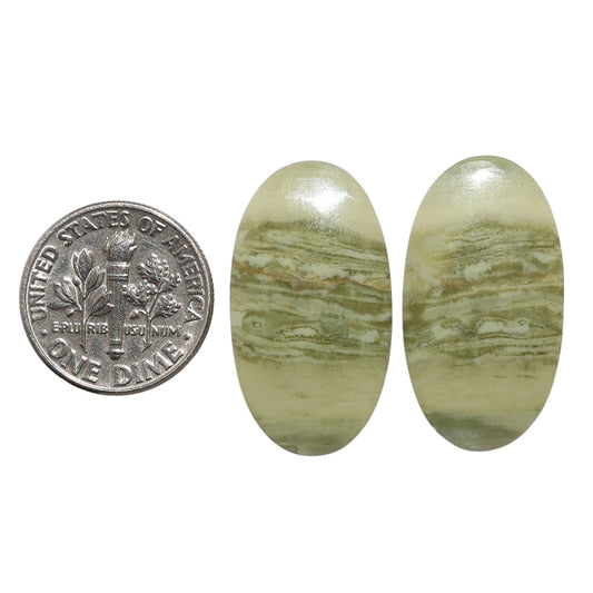Serpentine Pair 14.8x26.9x3.5 mm Oval Shape Polished Gemstone LS148-07779