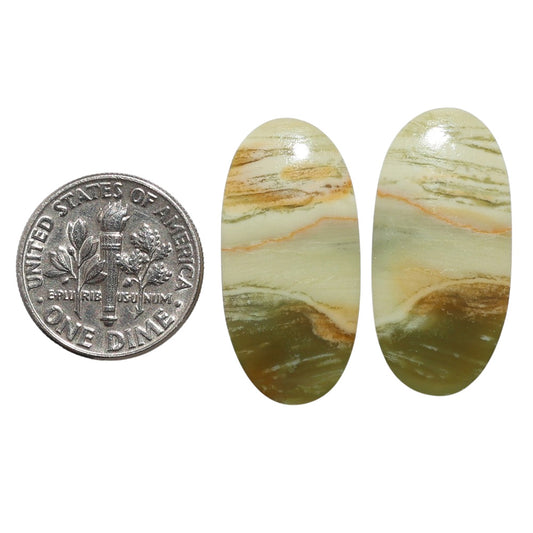 Serpentine Pair 13.1x27x3.5 mm Oval Shape Polished Gemstone LS148-07780