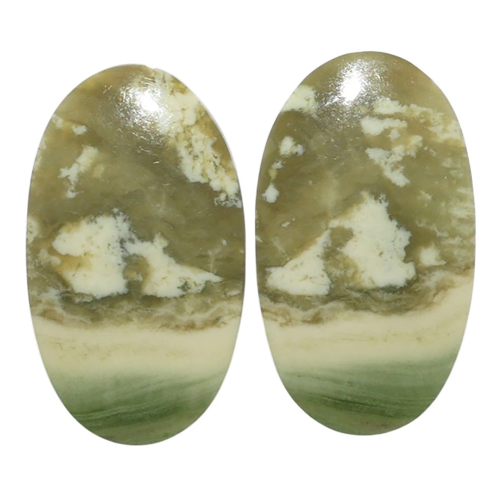 Serpentine Pair 15.5x26.6x4 mm Oval Shape Polished Gemstone LS148-07782
