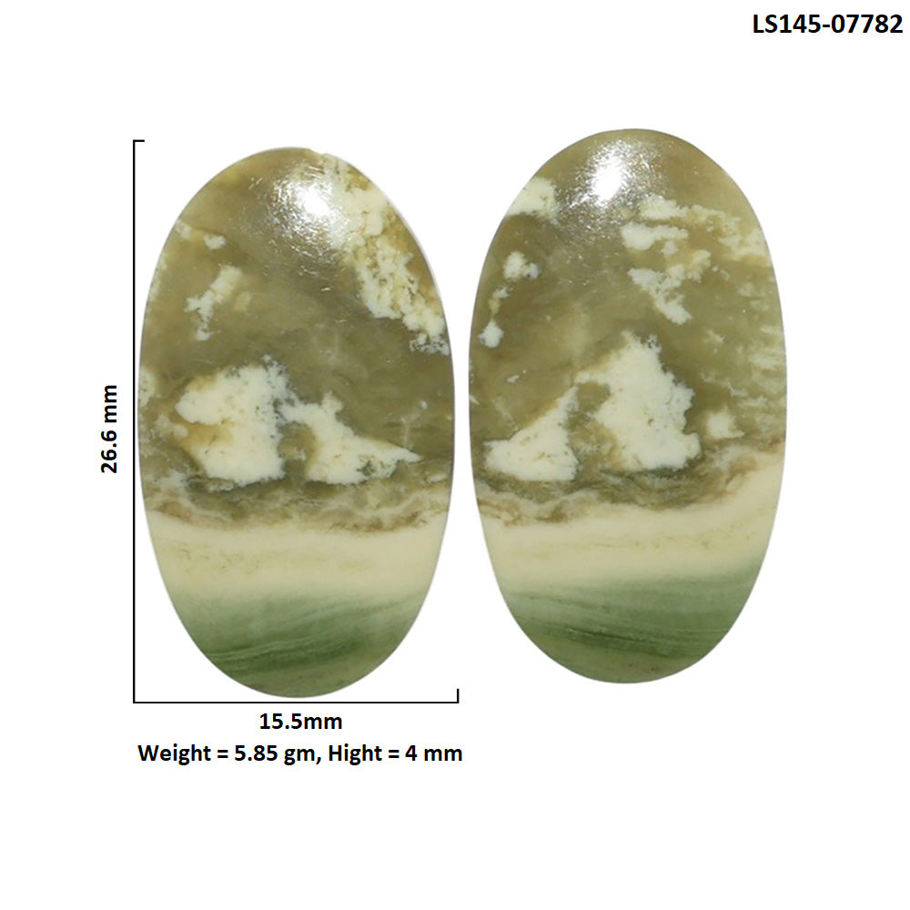 Serpentine Pair 15.5x26.6x4 mm Oval Shape Polished Gemstone LS148-07782