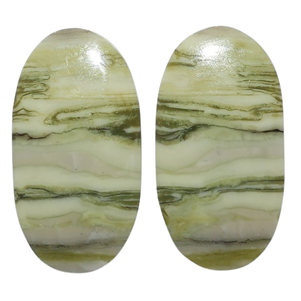 Serpentine Pair 14x26.25x3.5 mm Oval Shape Polished Gemstone LS148-07783