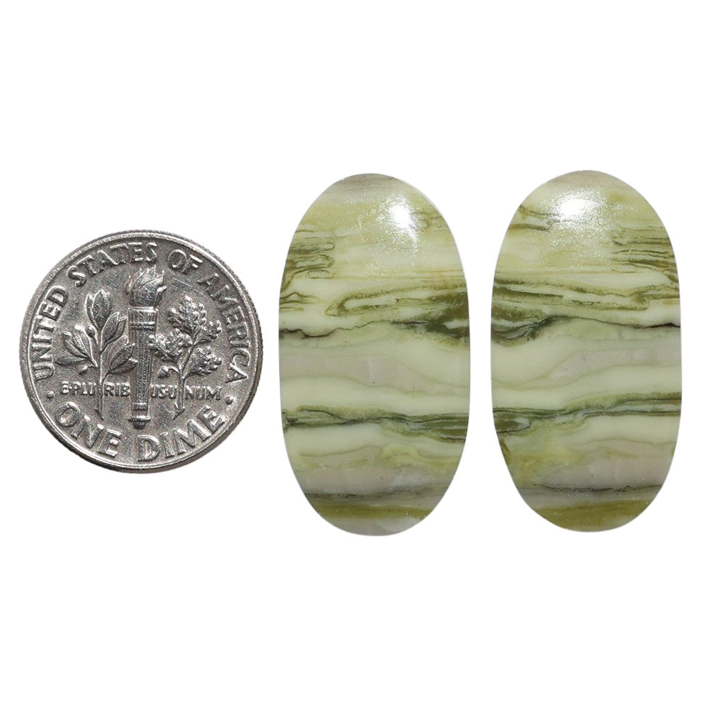 Serpentine Pair 14x26.25x3.5 mm Oval Shape Polished Gemstone LS148-07783