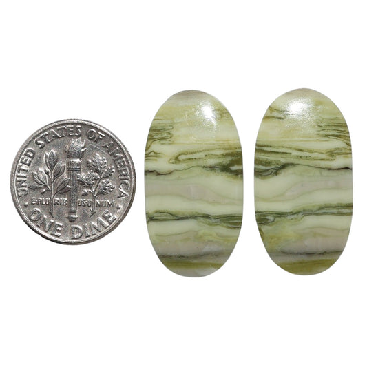 Serpentine Pair 14x26.25x3.5 mm Oval Shape Polished Gemstone LS148-07783