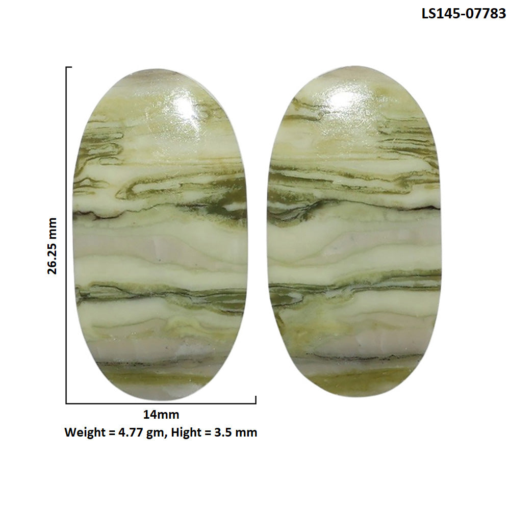 Serpentine Pair 14x26.25x3.5 mm Oval Shape Polished Gemstone LS148-07783