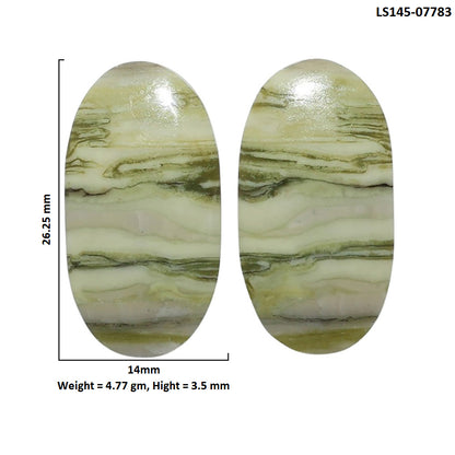 Serpentine Pair 14x26.25x3.5 mm Oval Shape Polished Gemstone LS148-07783