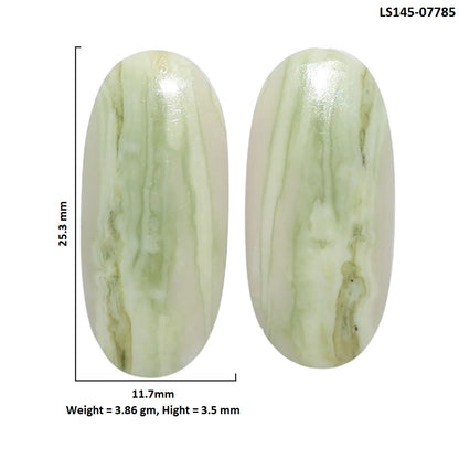 Serpentine Pair 11.7x25.3x3.5 mm Oval Shape Polished Gemstone LS148-07785