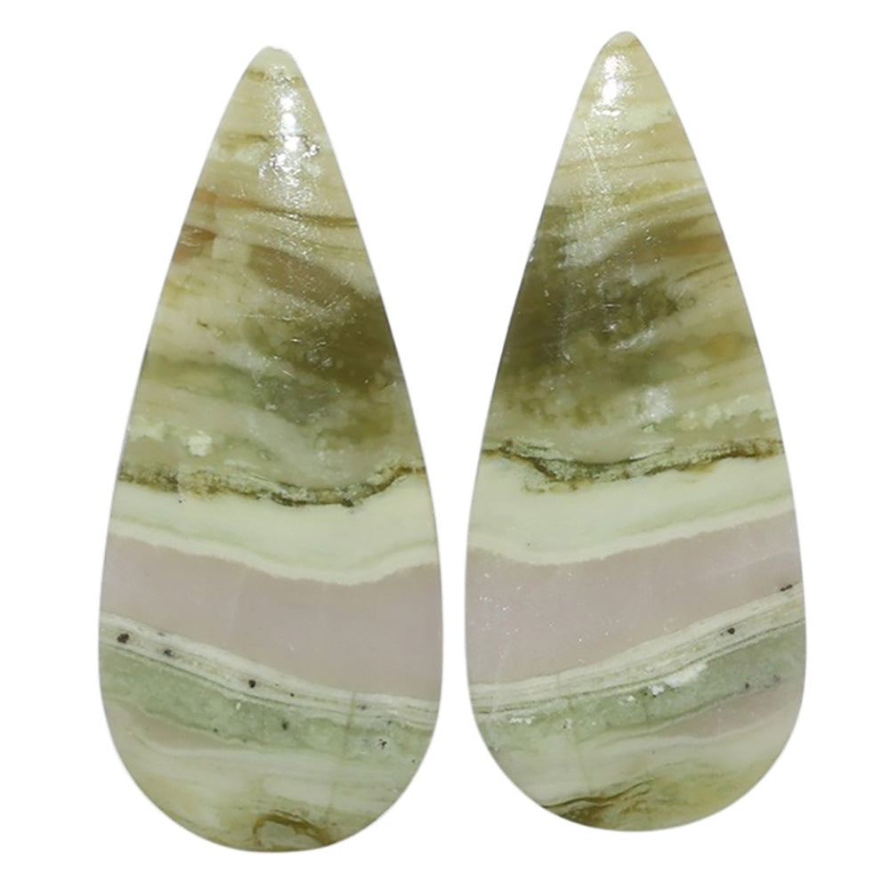 Serpentine Pair 13.1x30.6x3.5 mm Pear Shape Polished Gemstone LS148-07787