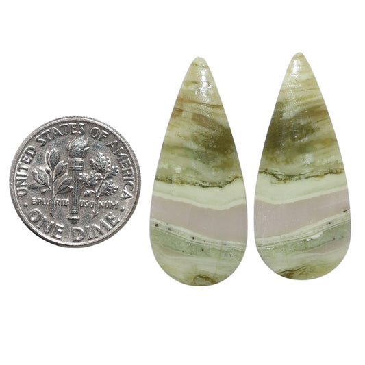 Serpentine Pair 13.1x30.6x3.5 mm Pear Shape Polished Gemstone LS148-07787