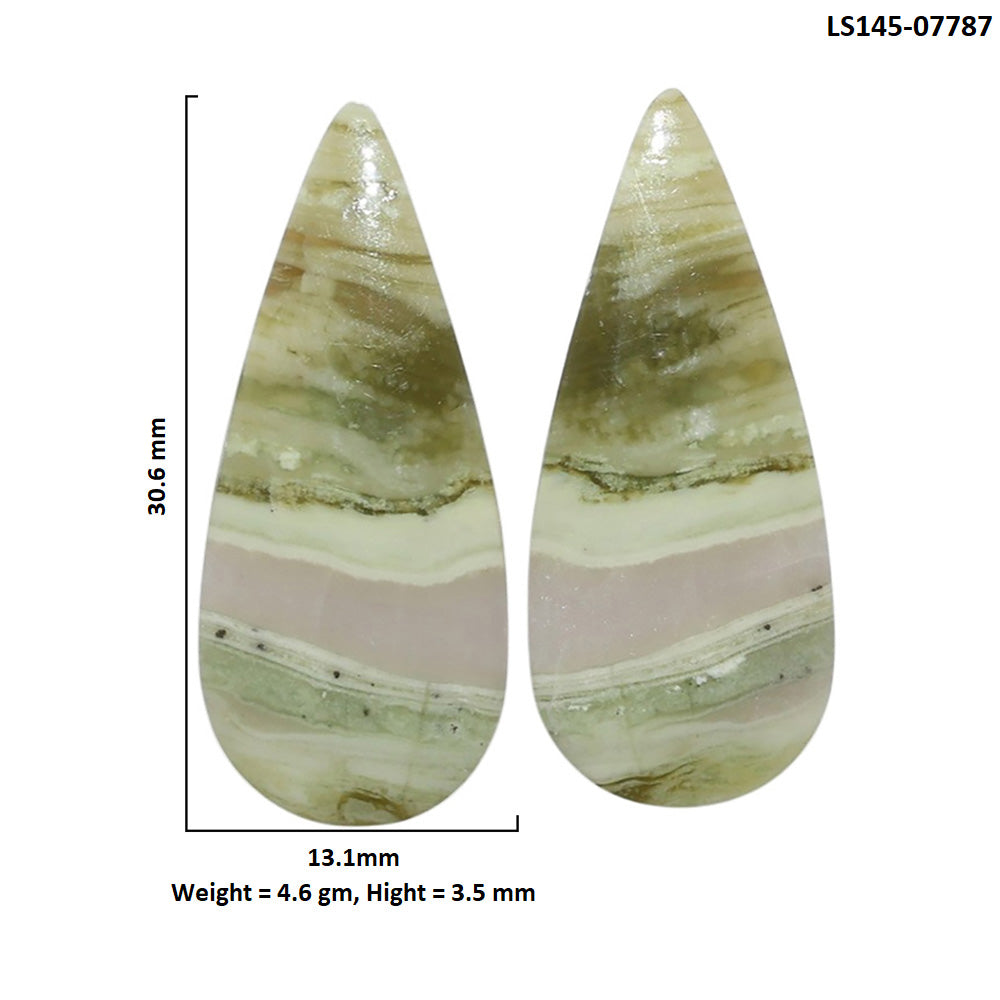 Serpentine Pair 13.1x30.6x3.5 mm Pear Shape Polished Gemstone LS148-07787