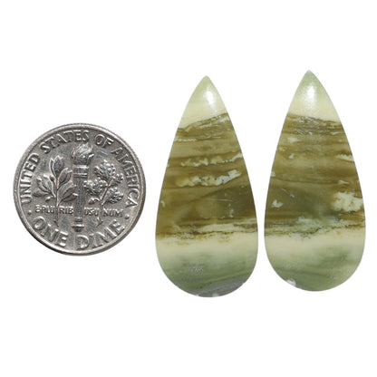 Serpentine Pair 13.6x29.35x4 mm Pear Shape Polished Gemstone LS148-07788