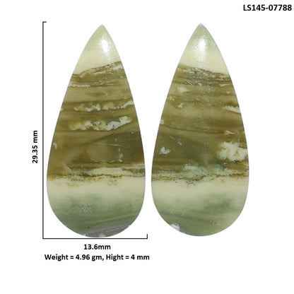 Serpentine Pair 13.6x29.35x4 mm Pear Shape Polished Gemstone LS148-07788