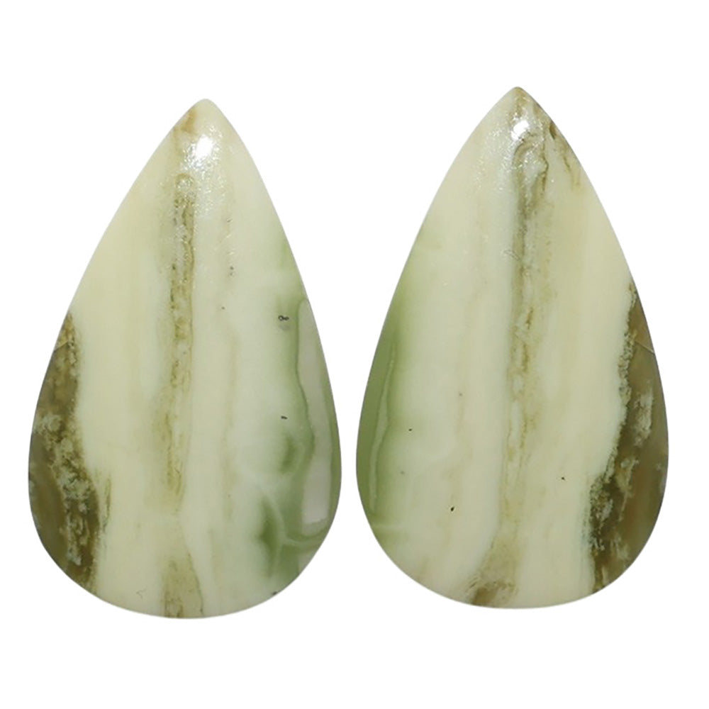Serpentine Pair 14.6x24.35x3.7 mm Pear Shape Polished Gemstone LS148-07789