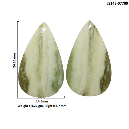 Serpentine Pair 14.6x24.35x3.7 mm Pear Shape Polished Gemstone LS148-07789