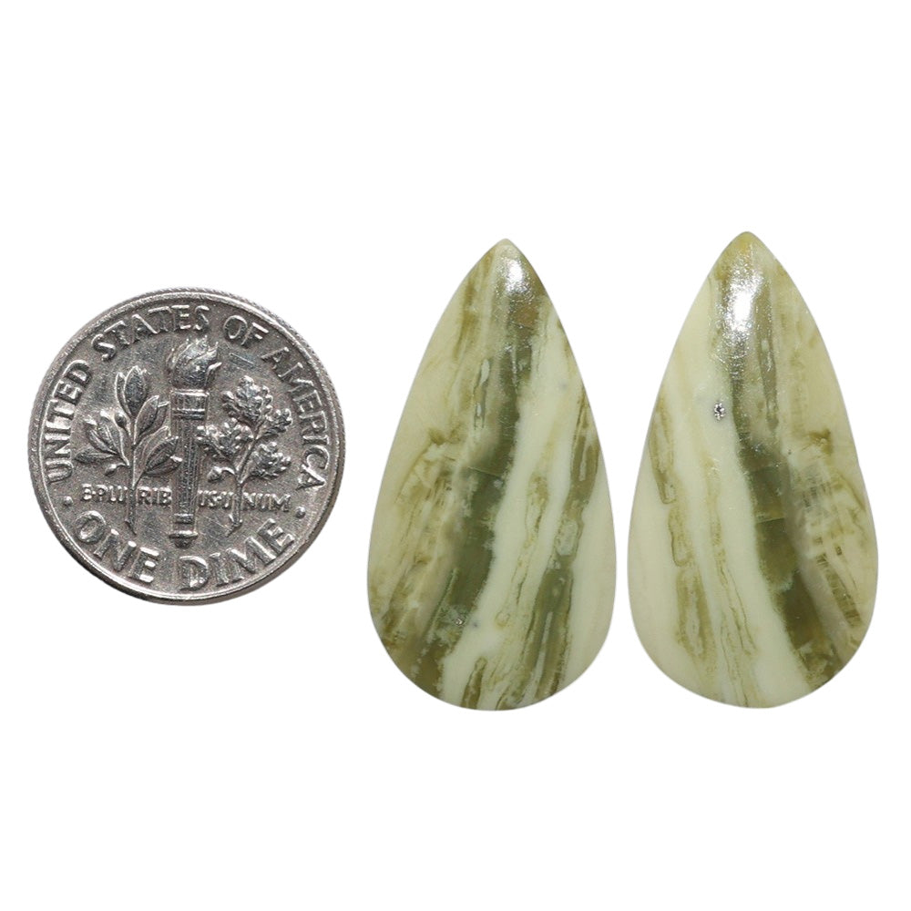 Serpentine Pair 14x26.3x3.7 mm Pear Shape Polished Gemstone LS148-07790