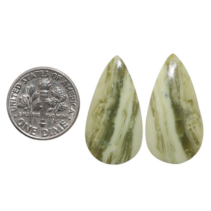 Serpentine Pair 14x26.3x3.7 mm Pear Shape Polished Gemstone LS148-07790