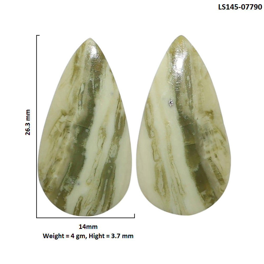 Serpentine Pair 14x26.3x3.7 mm Pear Shape Polished Gemstone LS148-07790