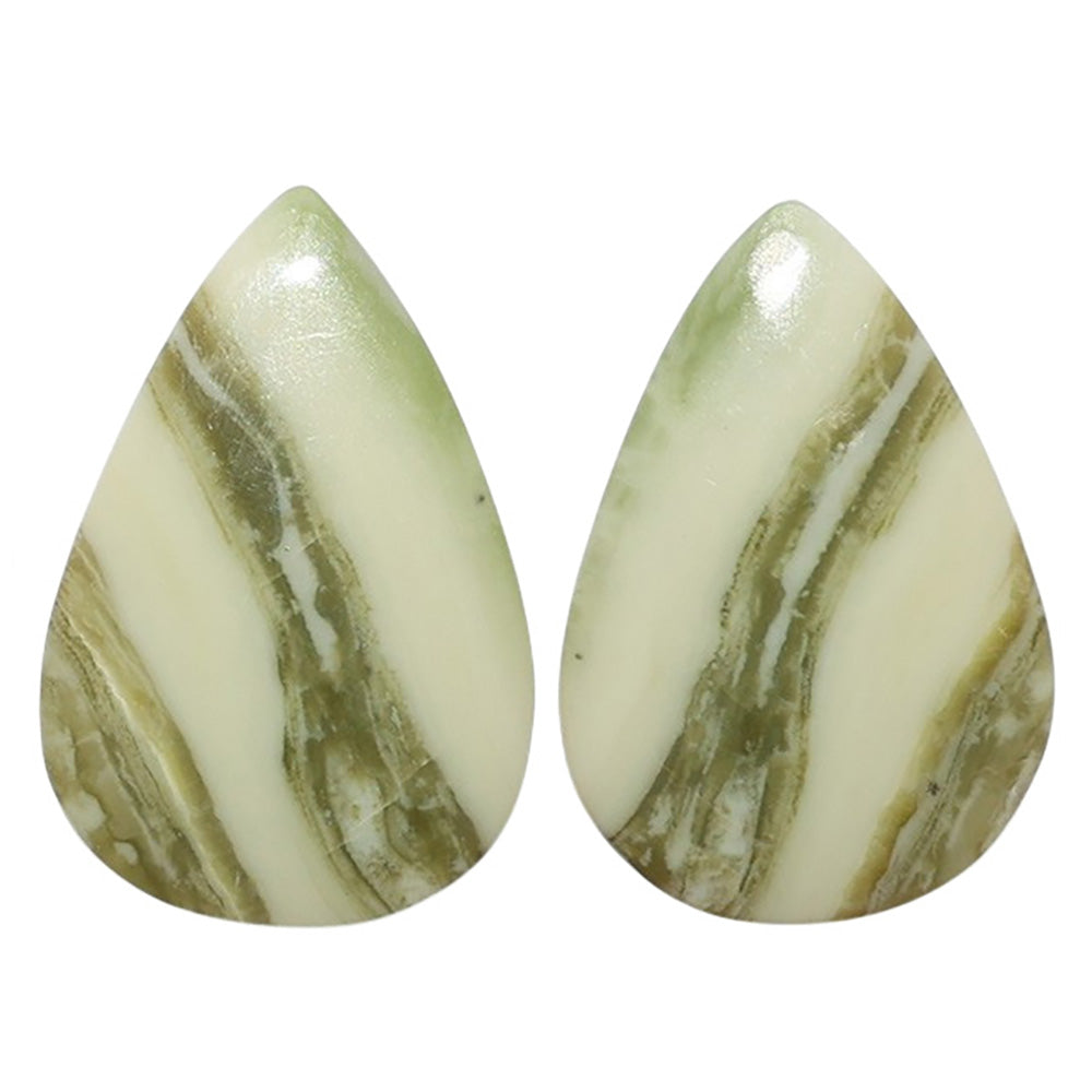 Serpentine Pair 15.2x22.5x3.5 mm Pear Shape Polished Gemstone LS148-07791